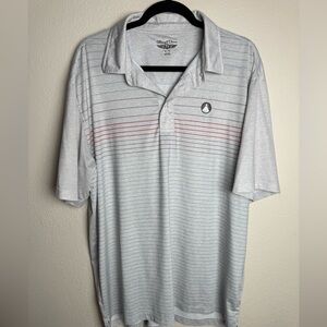 Straight Down Men's XL Performance Golf Gray Stripped Polo‎ Athletic